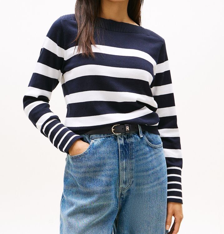 [S] TOMMY HILFIGER NAVY STRIPE BOATNECK SWEATER TANK, XW04164-401 (STH1419)