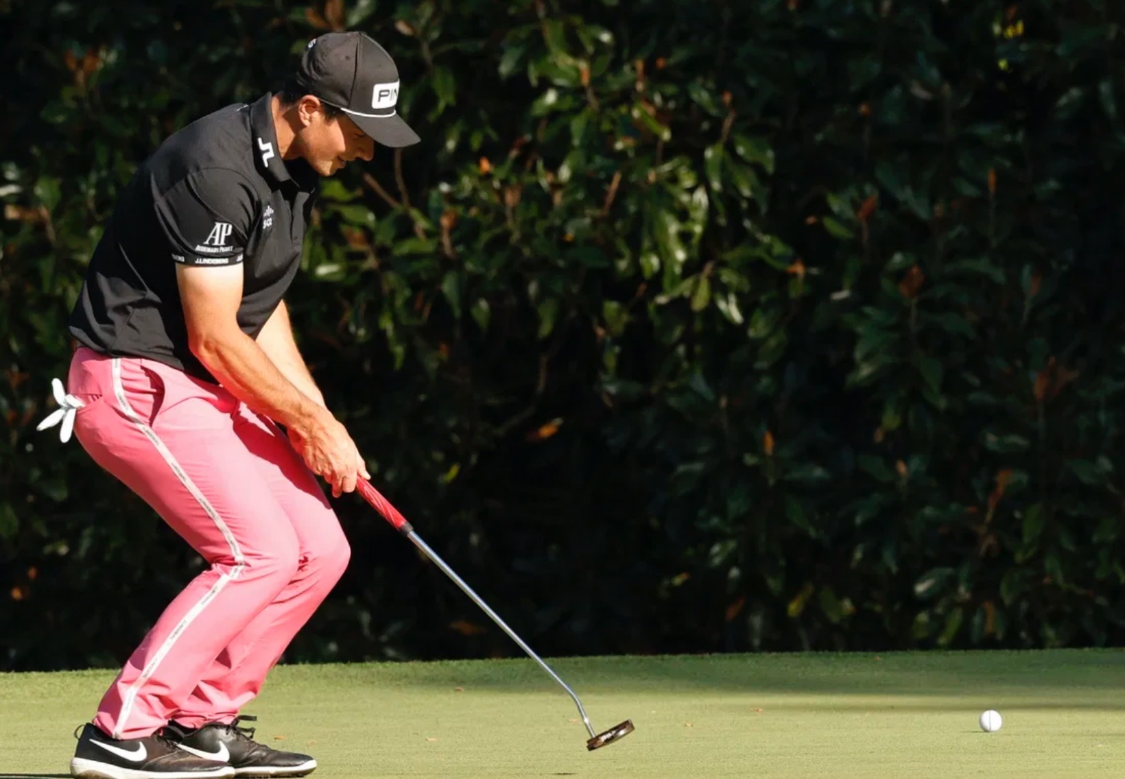 【現貨】JLindeberg stuart stripe golf pant hot pink 兩側邊印花Logo標誌/（2094JL)