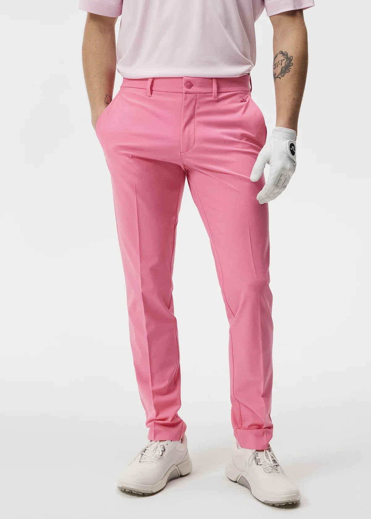 【現貨】JLindeberg stuart stripe golf pant hot pink 兩側邊印花Logo標誌/（2094JL)