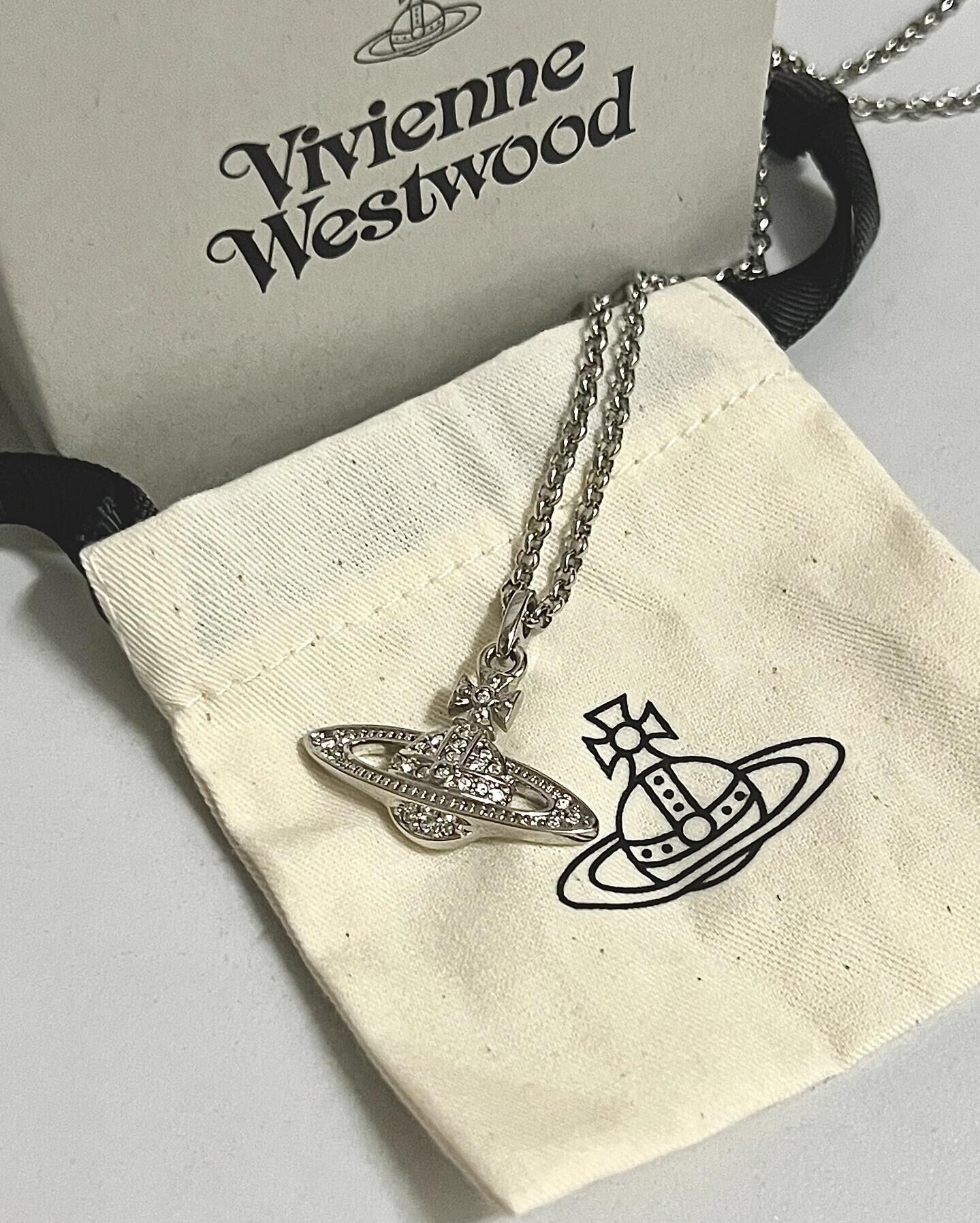 代購-Vivienne Westwood mini bas relief pendant 星球吊墜 經典滿鑽土星項鍊