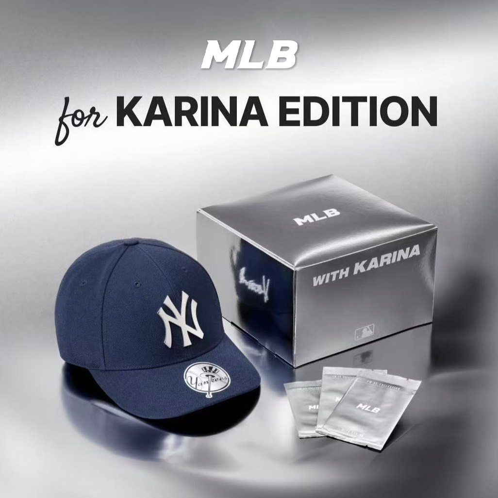 韓國代購 MLB X Karina 專屬聯名 NY 金屬標誌 心形簽名 立體刺繡 全封帽