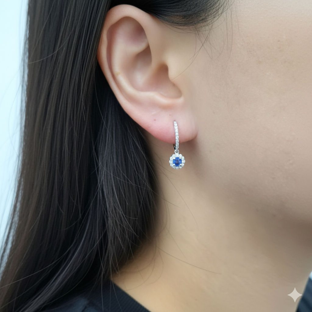 18K White Gold 0.40ct Emerald Drop Earrings