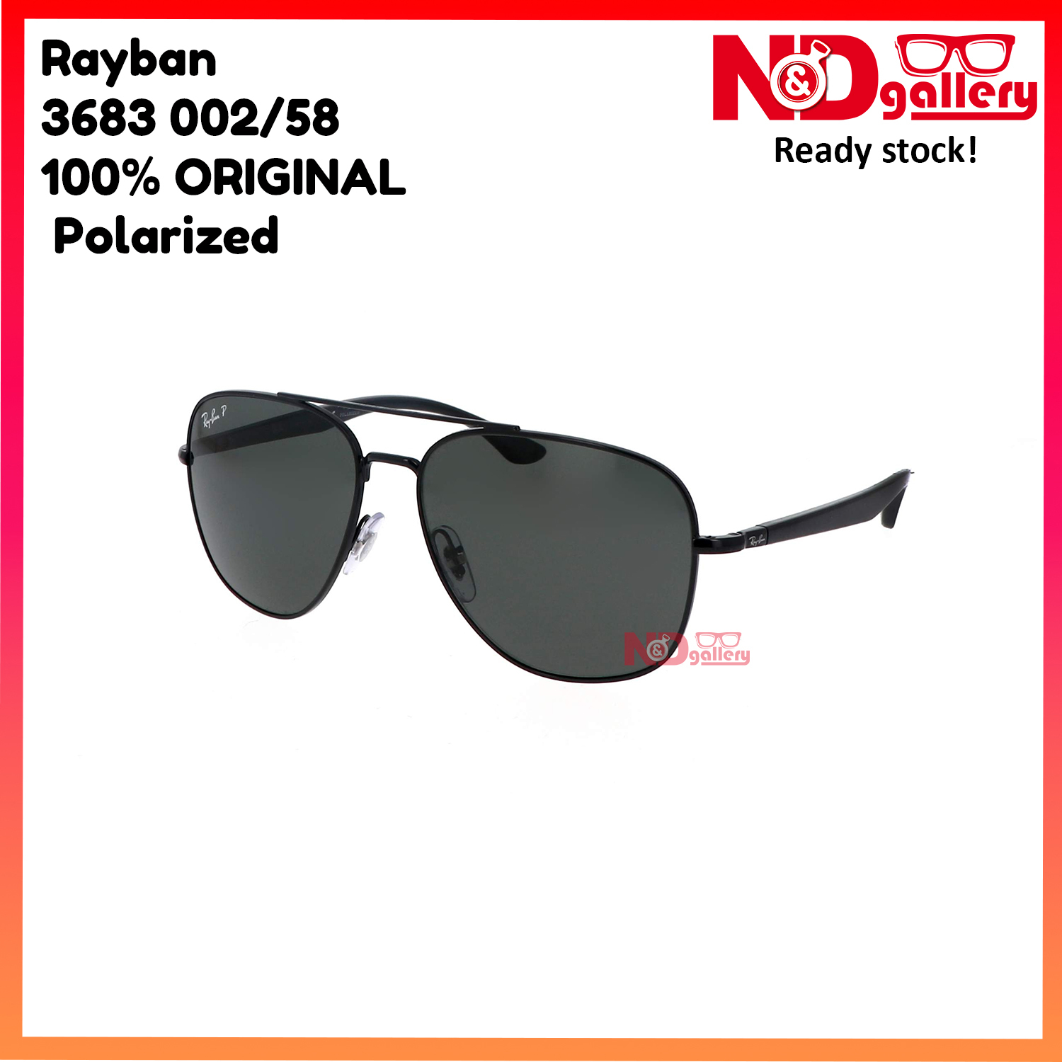 Rayban Sunglasses Polarized 3683 002/58 Grey Polarized size 56-15 , Ready stock ! 50% OFF