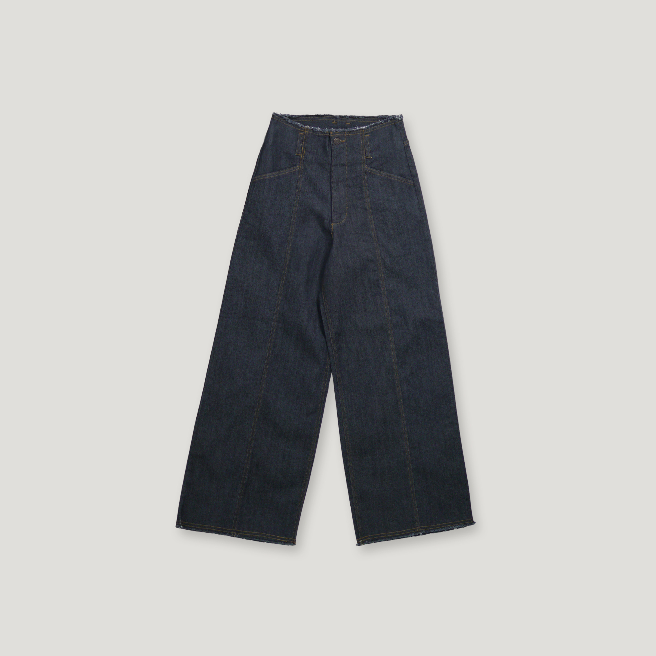 J.P.L. 高腰裁線丹寧抽鬚寬褲 Ver.2╭ 2色 ╮