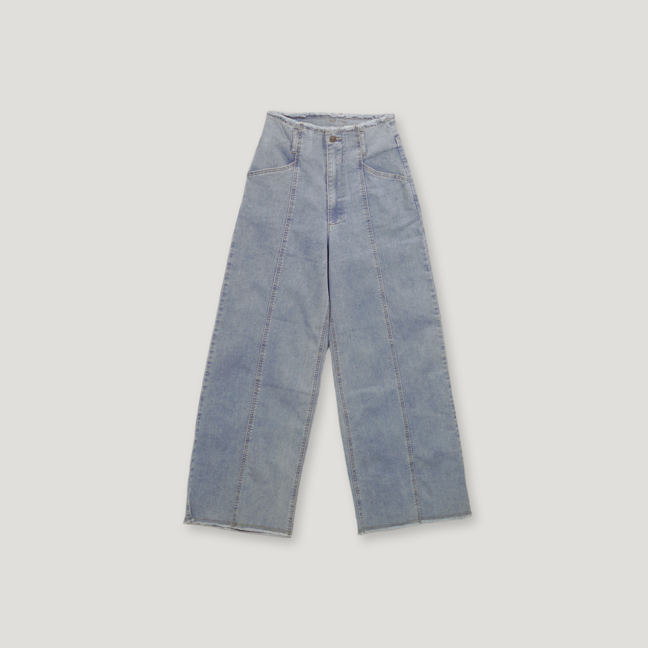 J.P.L. 高腰裁線丹寧抽鬚寬褲 Ver.2╭ 2色 ╮