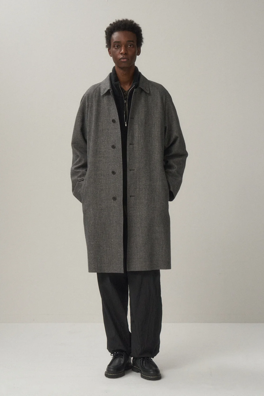 ATON LINEN WOOL TWILL BALMACAAN COAT