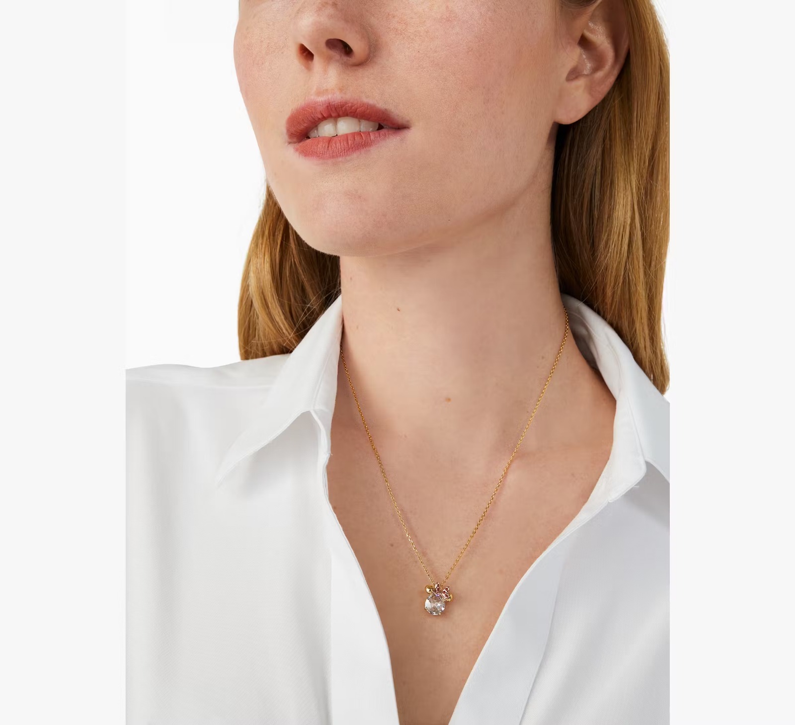 [S] KATE SPADE K9265 DISNEY MINNIE MOUSE MINI PENDANT NECKLACE JEWELRY,CLEAR MULTI, 196021117381 (SKS398)