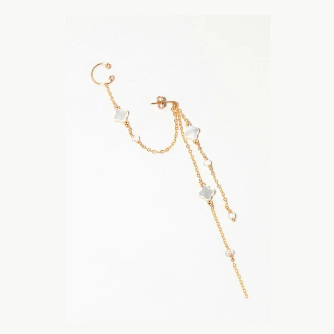 1YA0903-916 YAY PARIS Swan Star Ear Charm - Mother of Pearl Rolled Gold #340insw102 (A-EU-E)