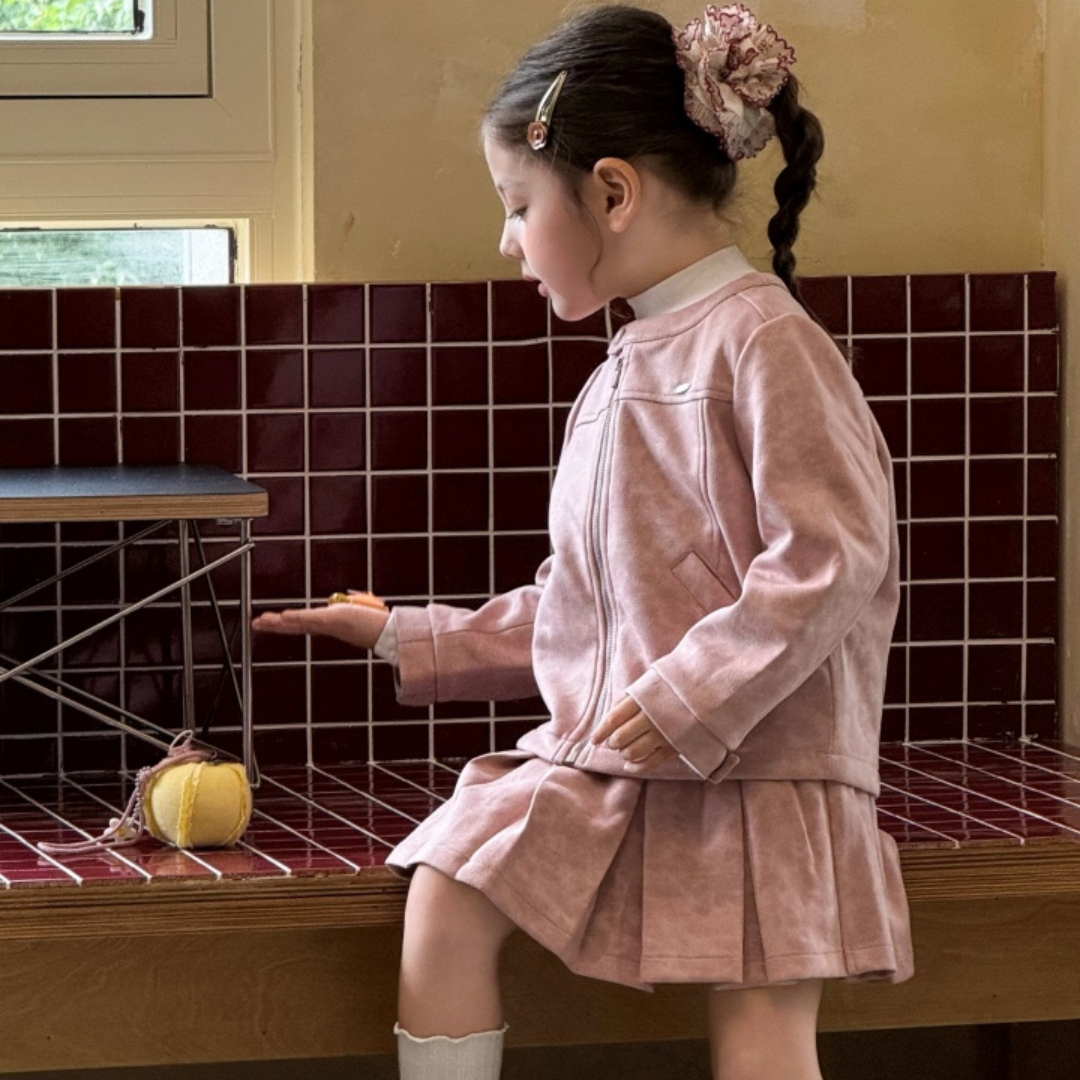 25秋 粉色麂皮套裝