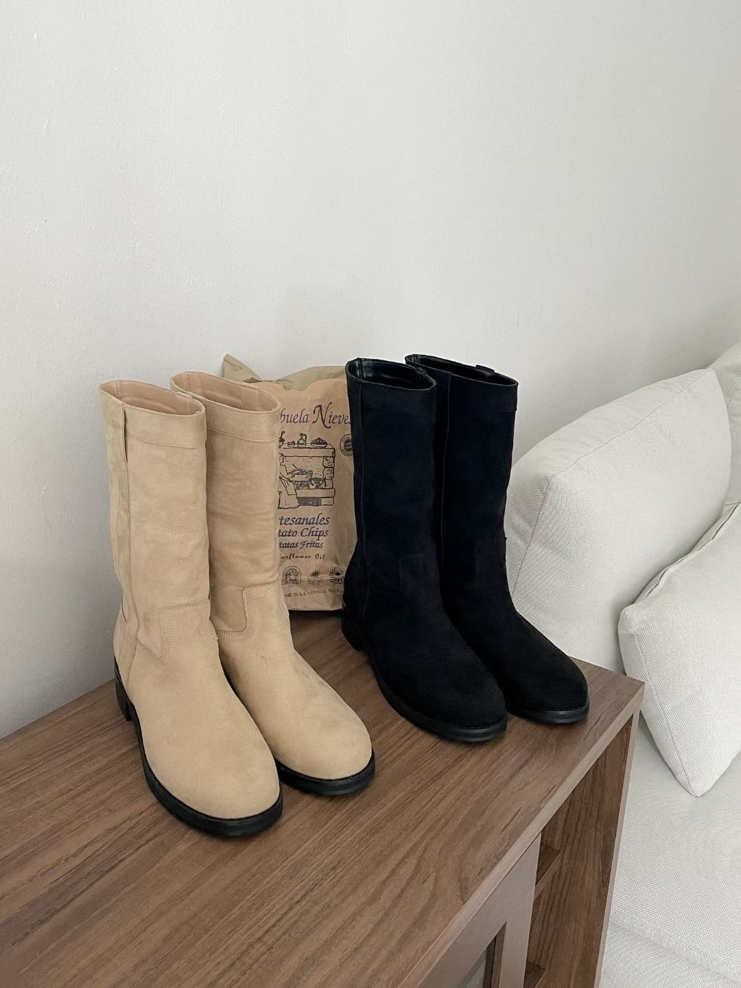 仿猄皮中長boots