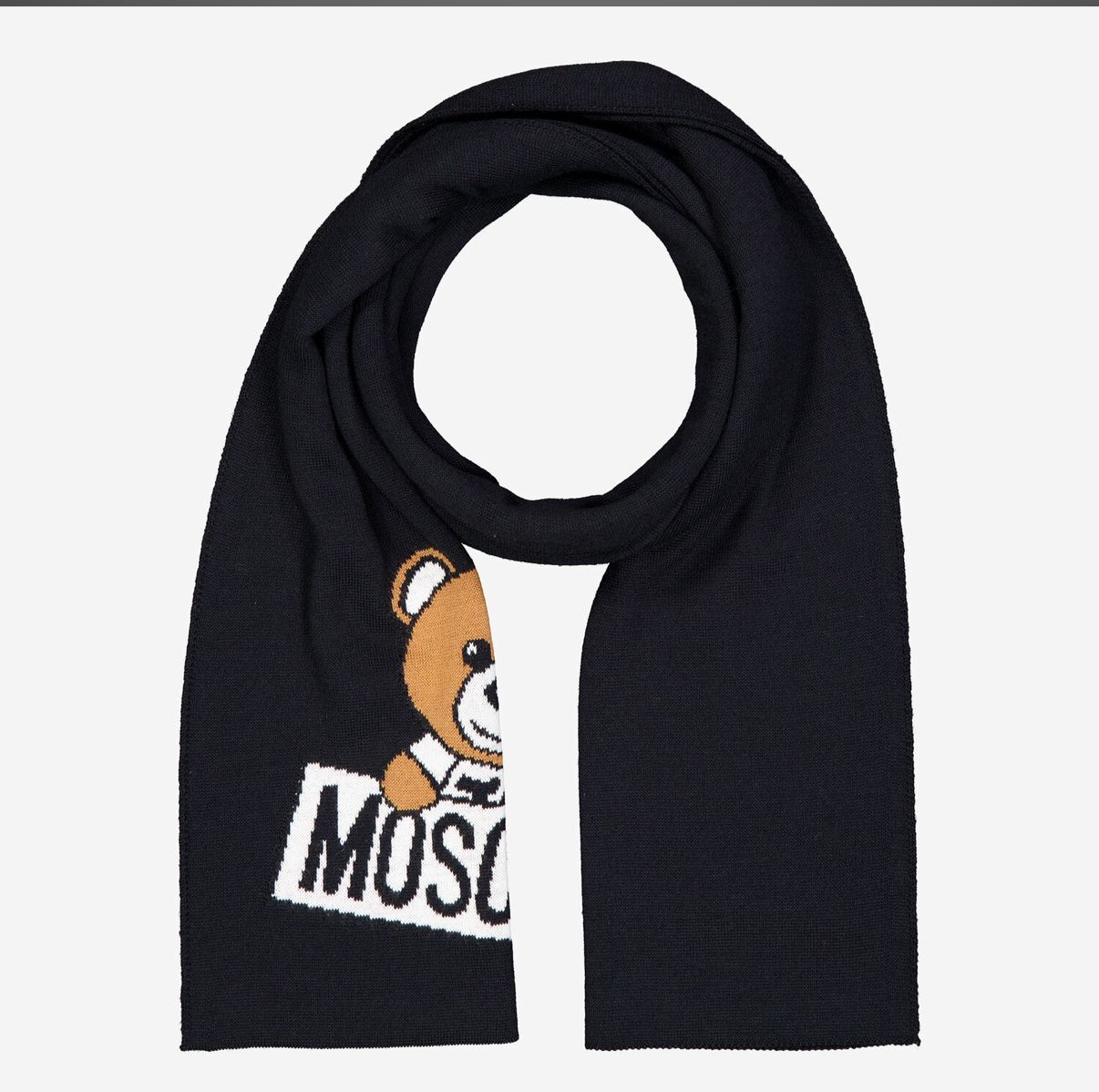 英國代購 (獨立訂單)-MOSCHINO  Bear Logo Wool Blend Scarf&nbsp;160x32cm