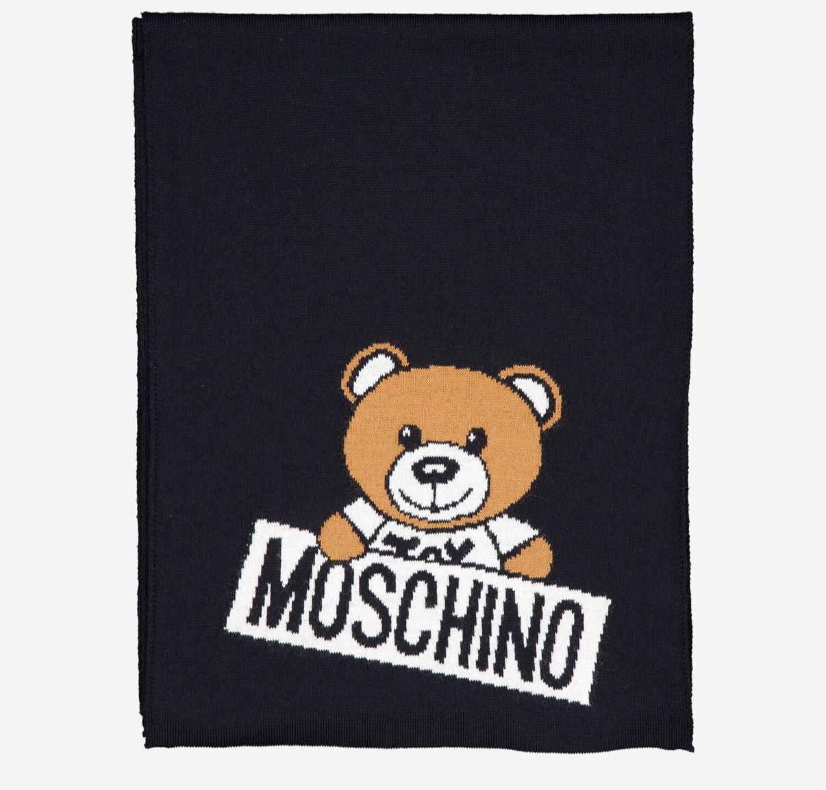 英國代購 (獨立訂單)-MOSCHINO  Bear Logo Wool Blend Scarf&nbsp;160x32cm