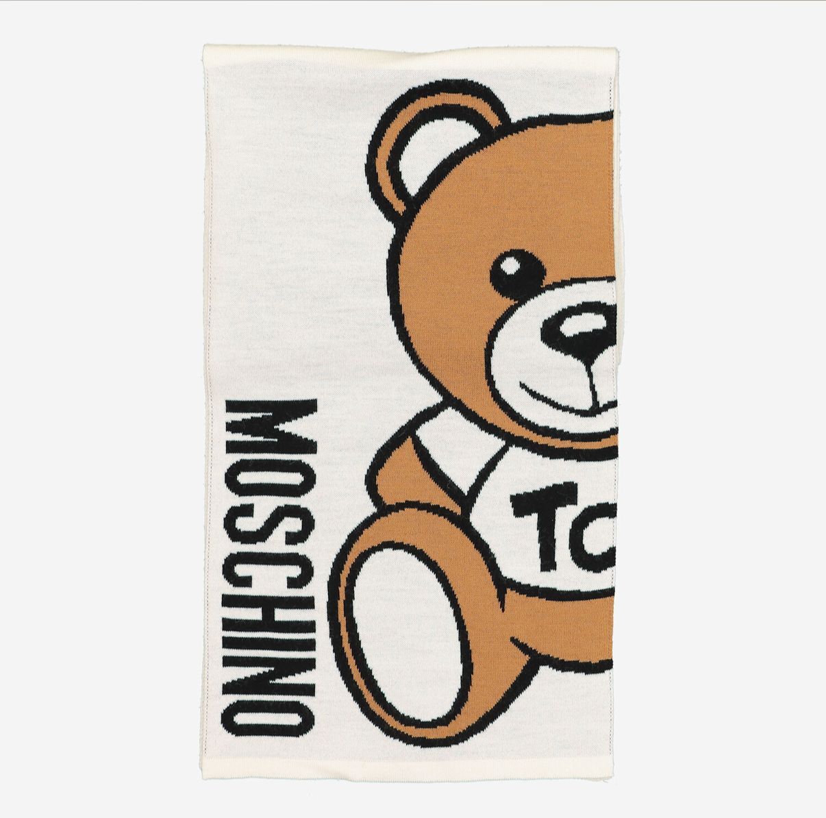 英國代購 (獨立訂單)-MOSCHINO Cream & Brown Signature Bear&nbsp;Scarf