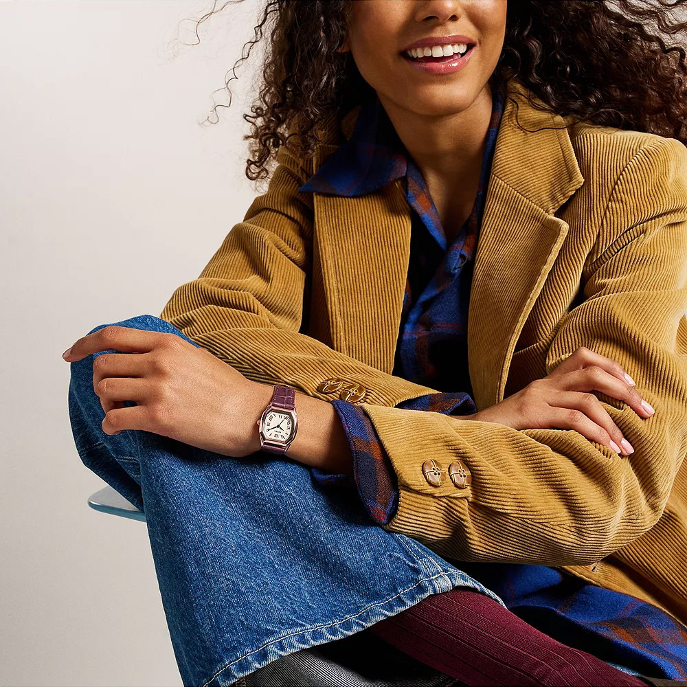 Harlow 永恆八芒復古羅馬數字女錶 紫色真皮 紫色真皮錶帶 27 MM ES5428