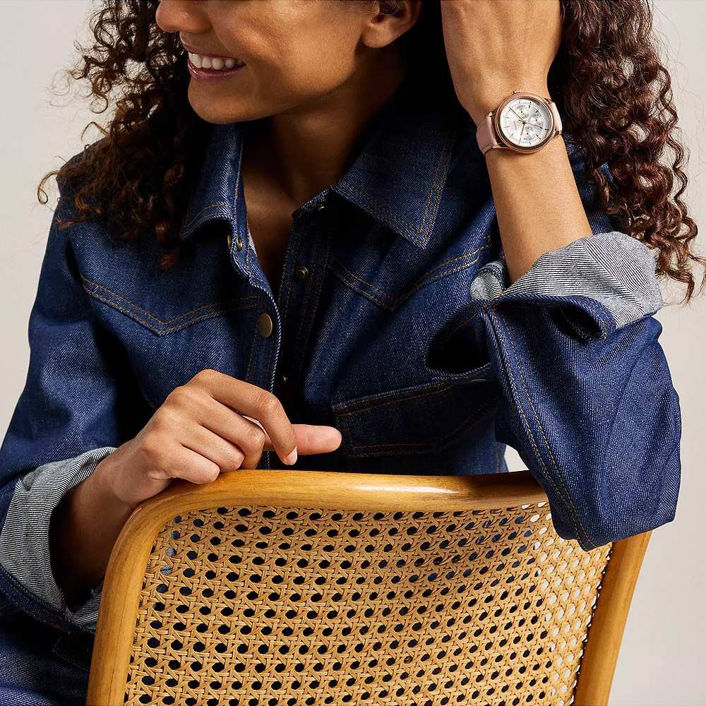 Brynn 簡約粉金柔霧皮革女錶 粉色真皮錶帶 38 MM BQW8021