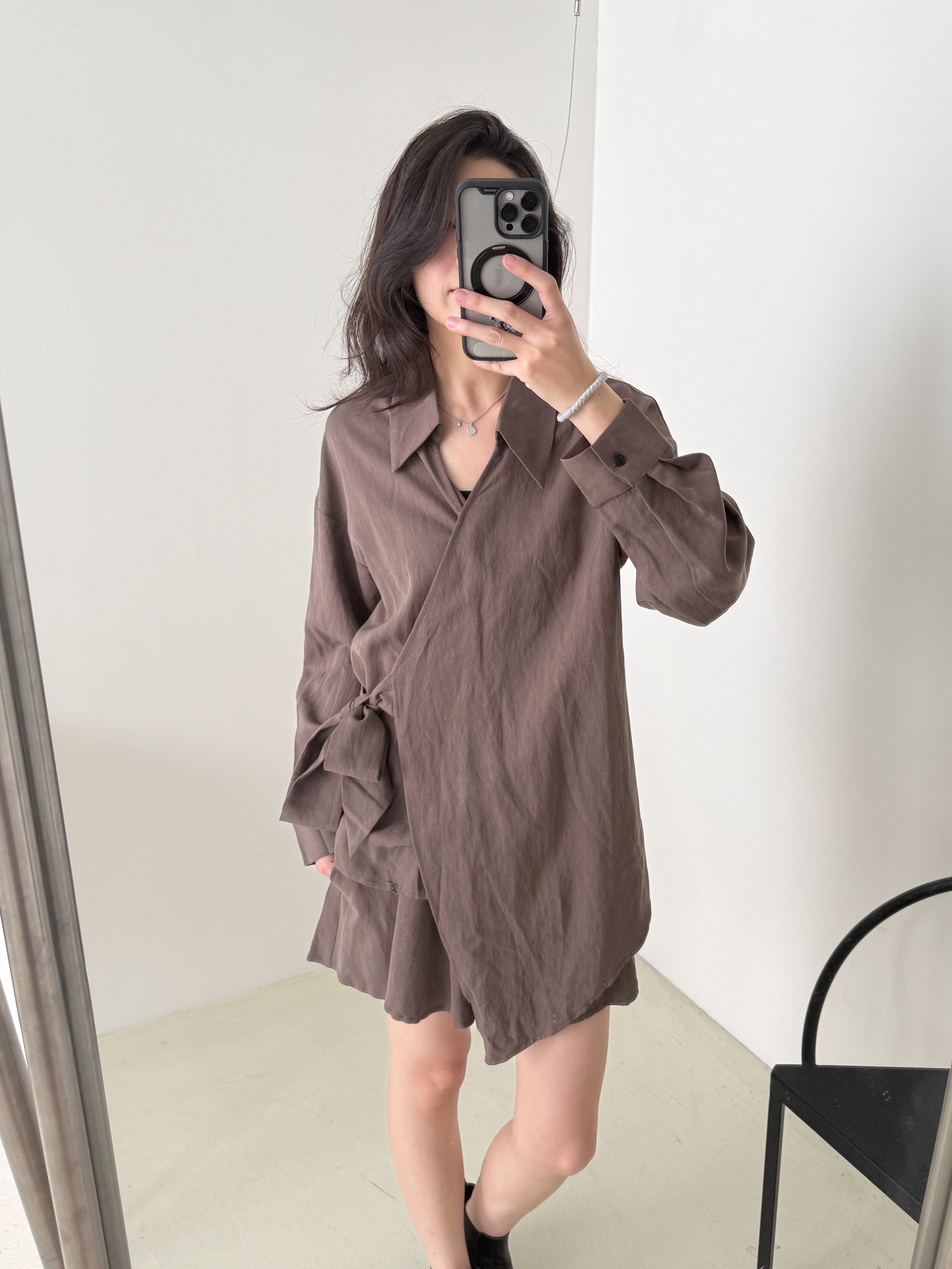 萊塞爾襯衫綁帶+短褲套裝*2色