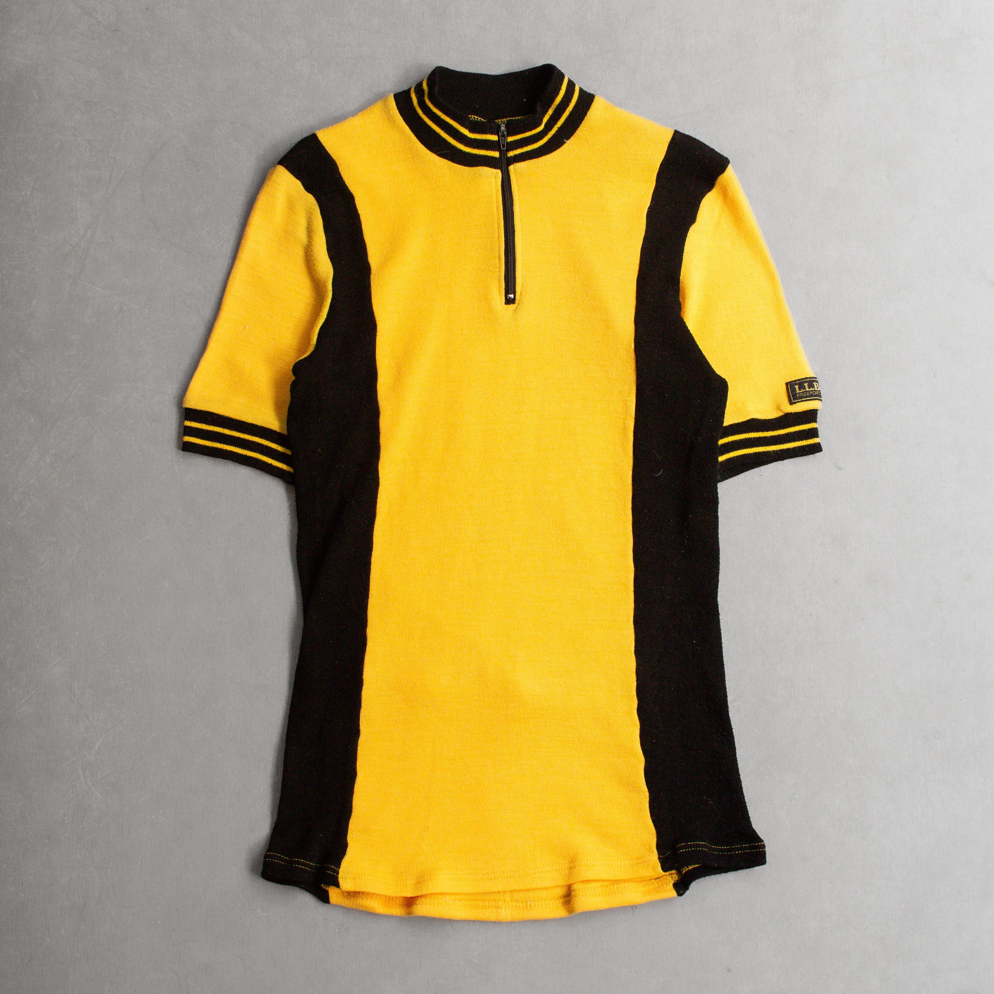 70-80S VINTAGE CYCLING JERSEY 美國製 黃色 針織 單車 短袖 車衣 T恤