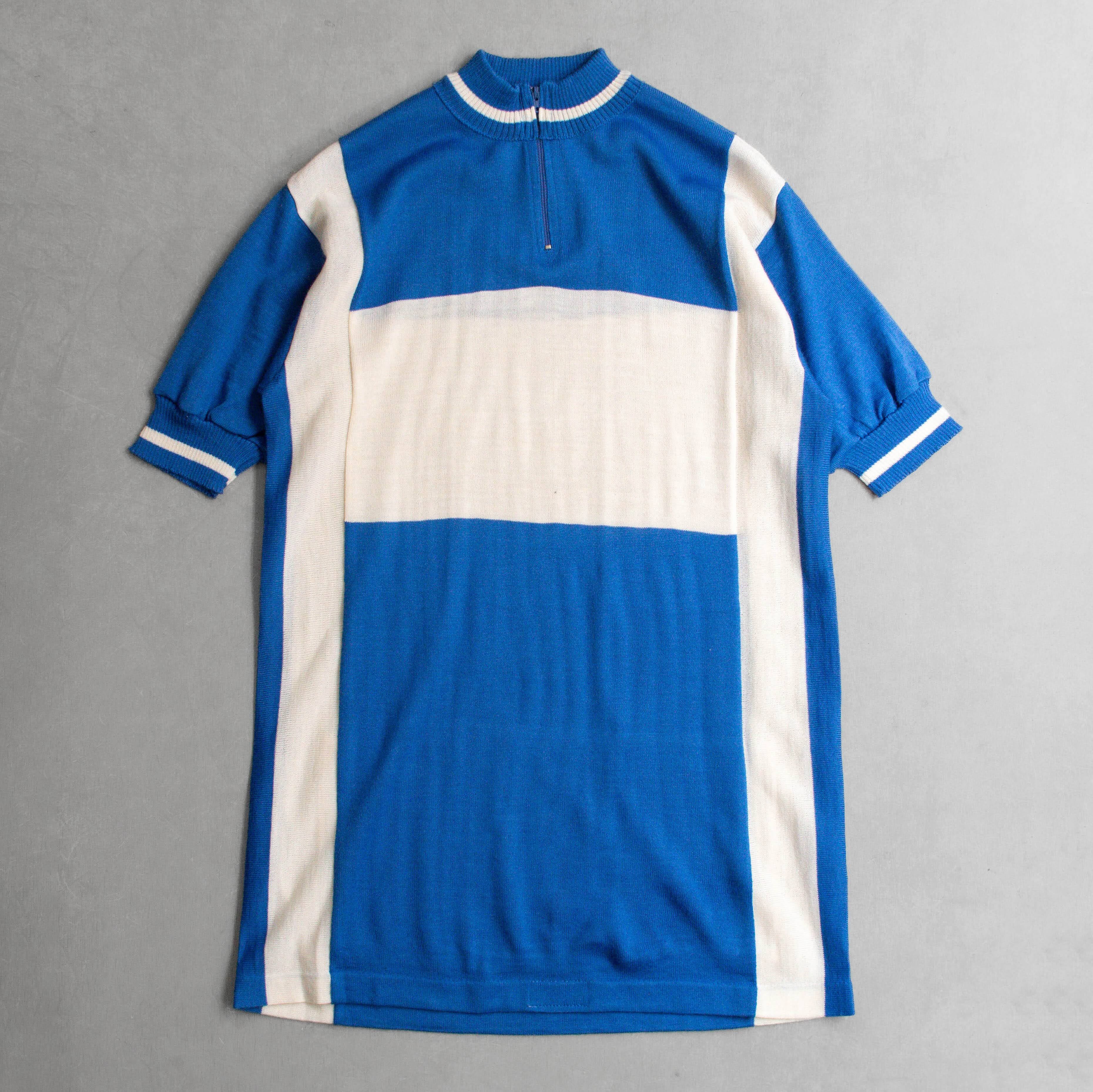 60-70S VINTAGE CYCLING JERSEY 義大利製 淺藍 針織 單車 短袖 車衣 T恤