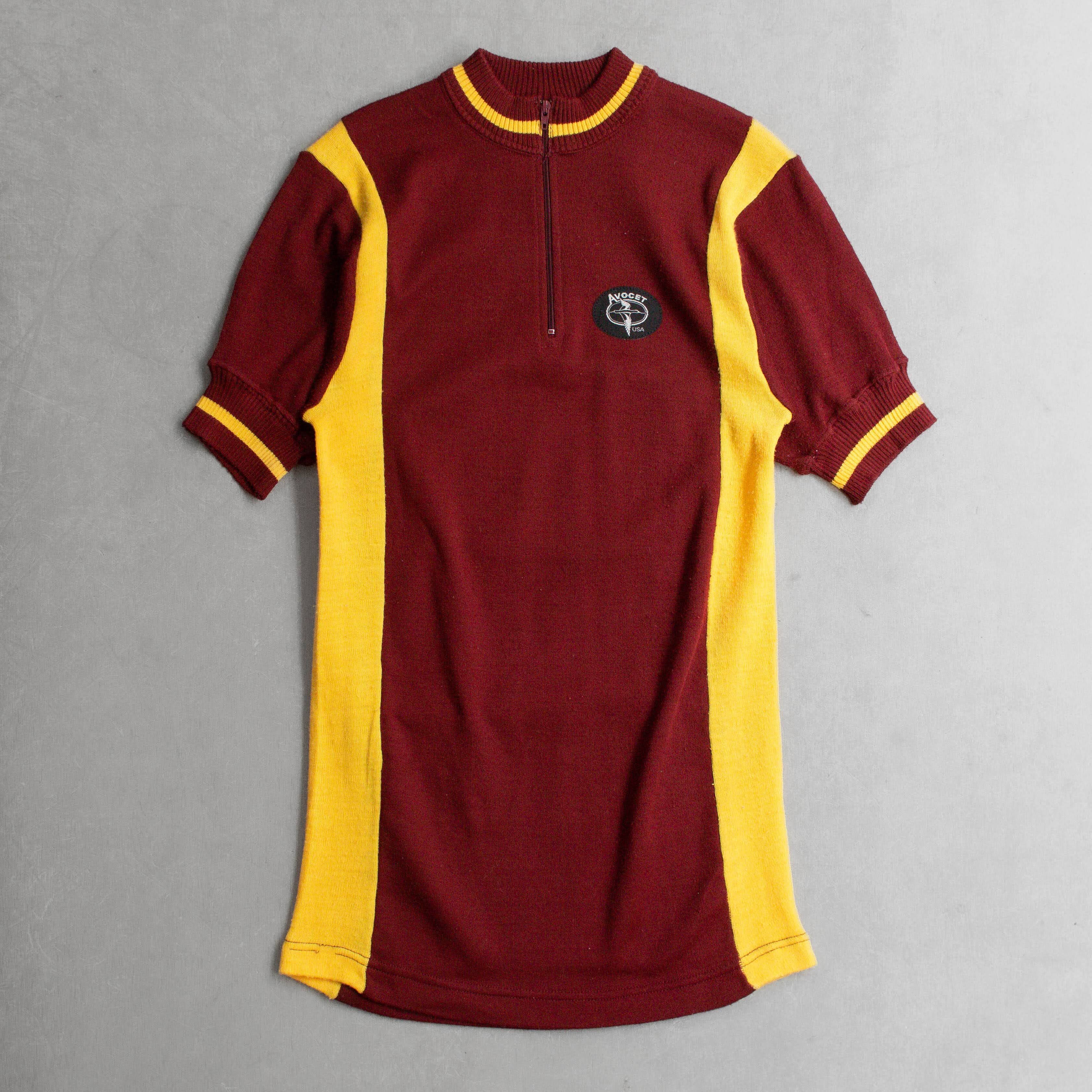 80-90S VINTAGE CYCLING JERSEY 美國 酒紅 針織 單車 短袖 車衣 T恤