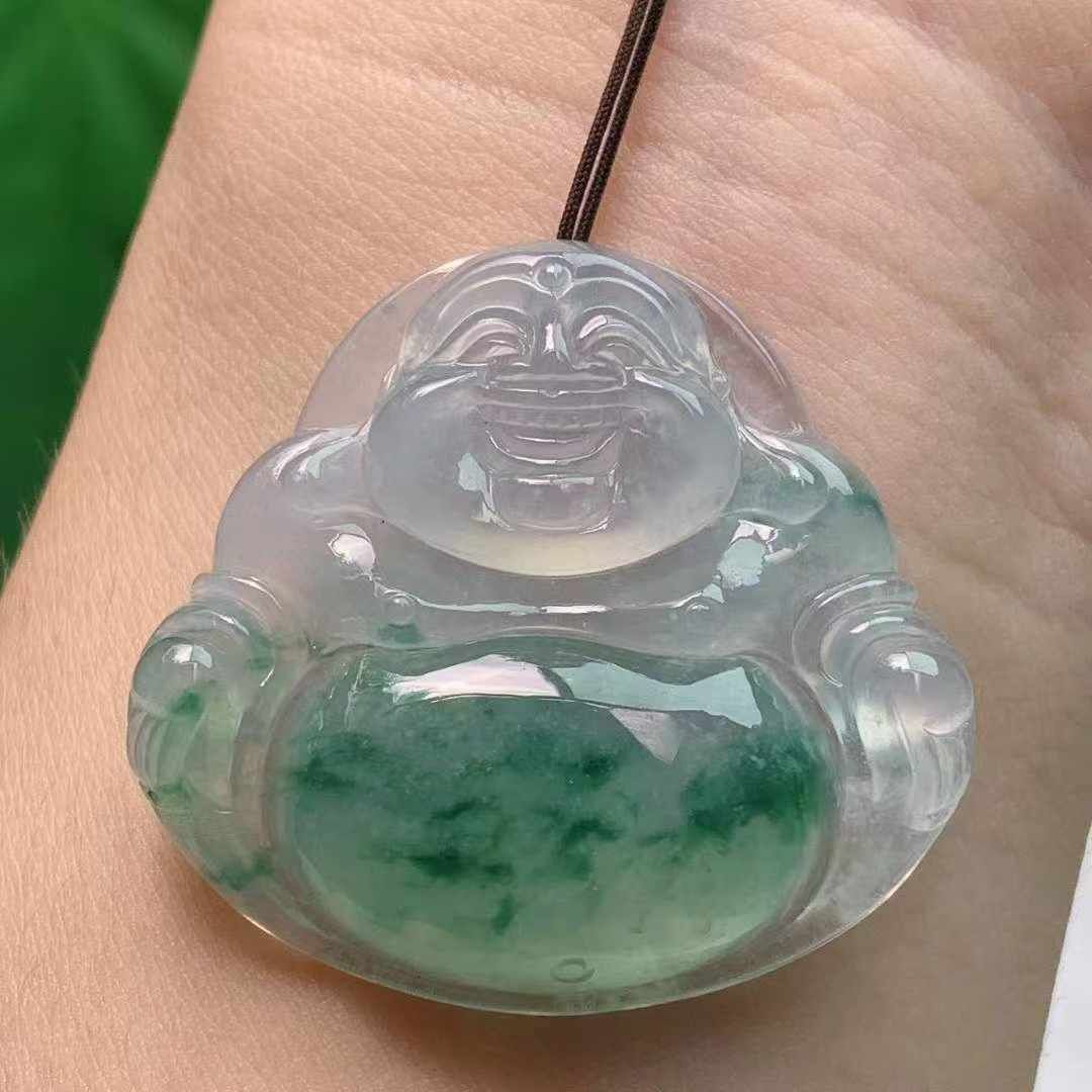 91321 翡翠冰種飄花熒光佛公