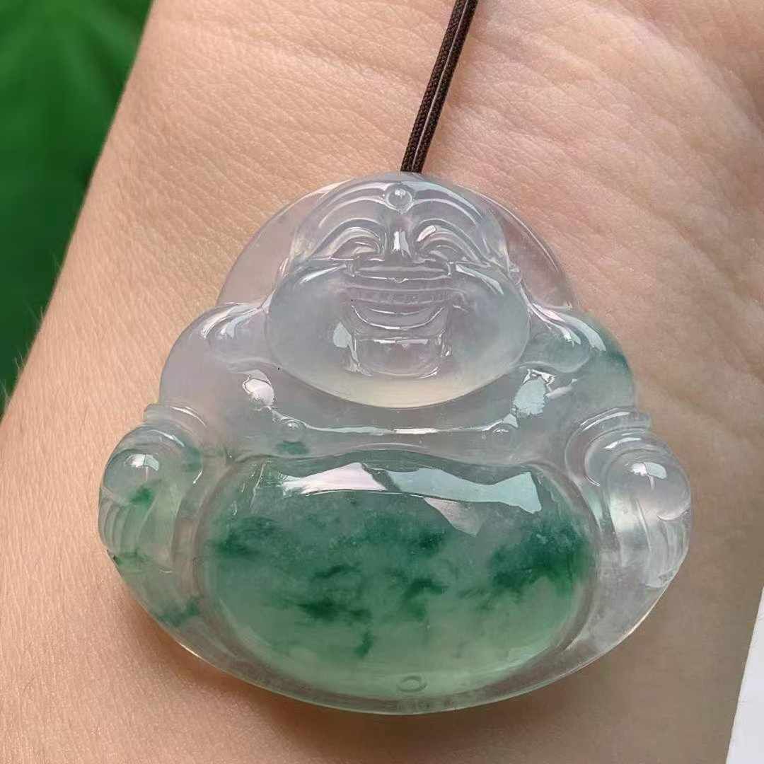 91321 翡翠冰種飄花熒光佛公