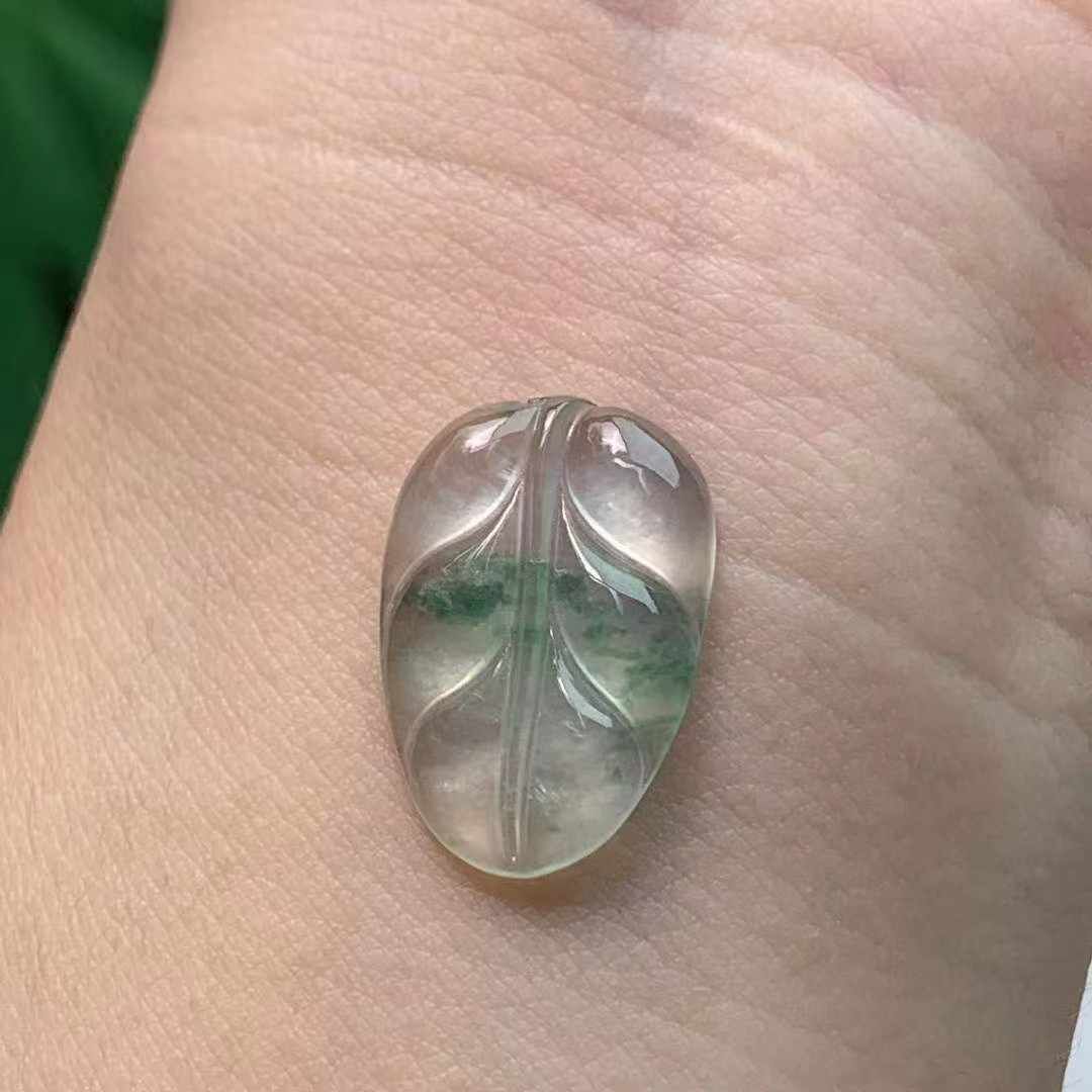 翡翠冰種飄花葉子,天然翡翠A玉, 緬甸玉, Jade, Jadeite