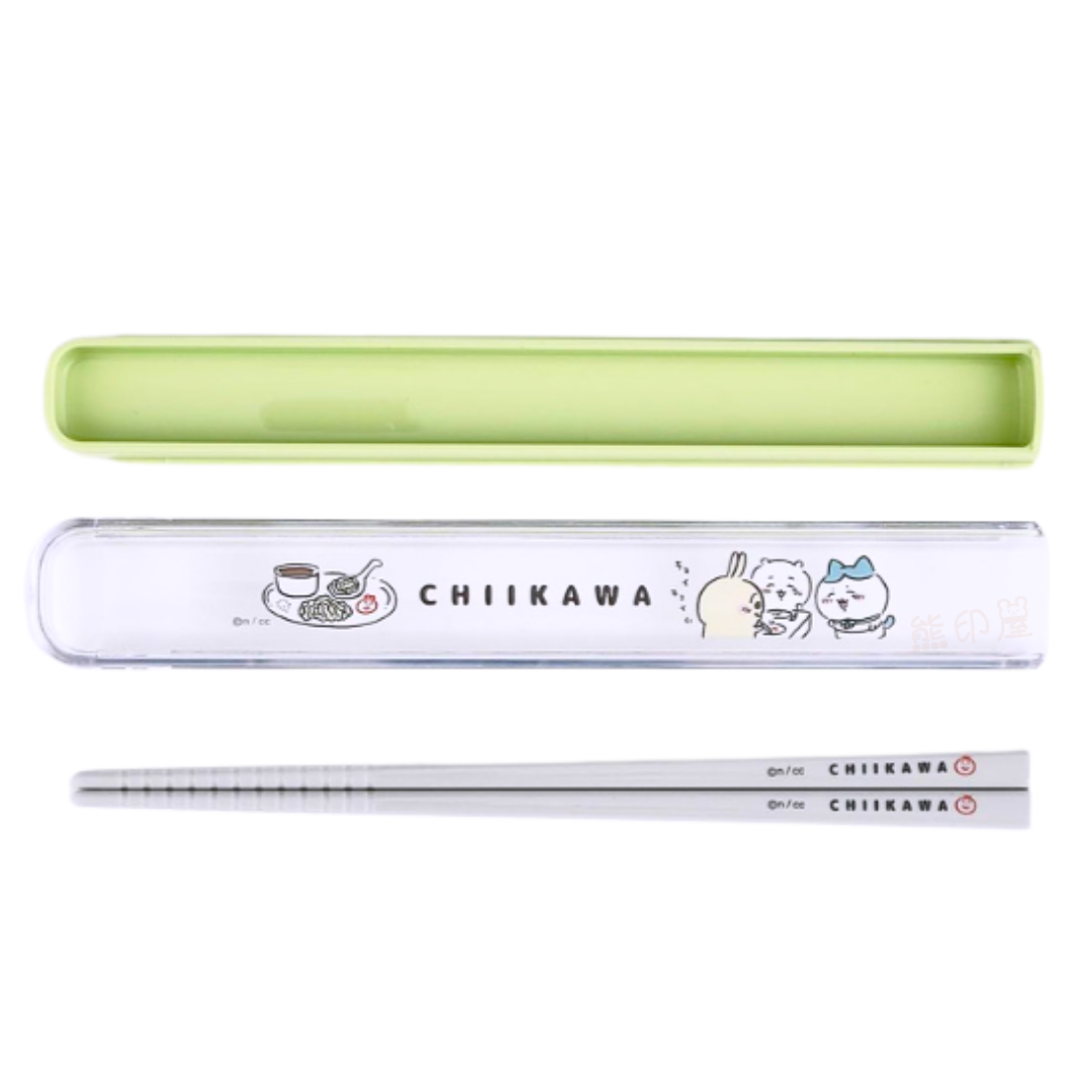 日本Chiikawa拉蓋式便攜筷子盒 日本製 (綠)