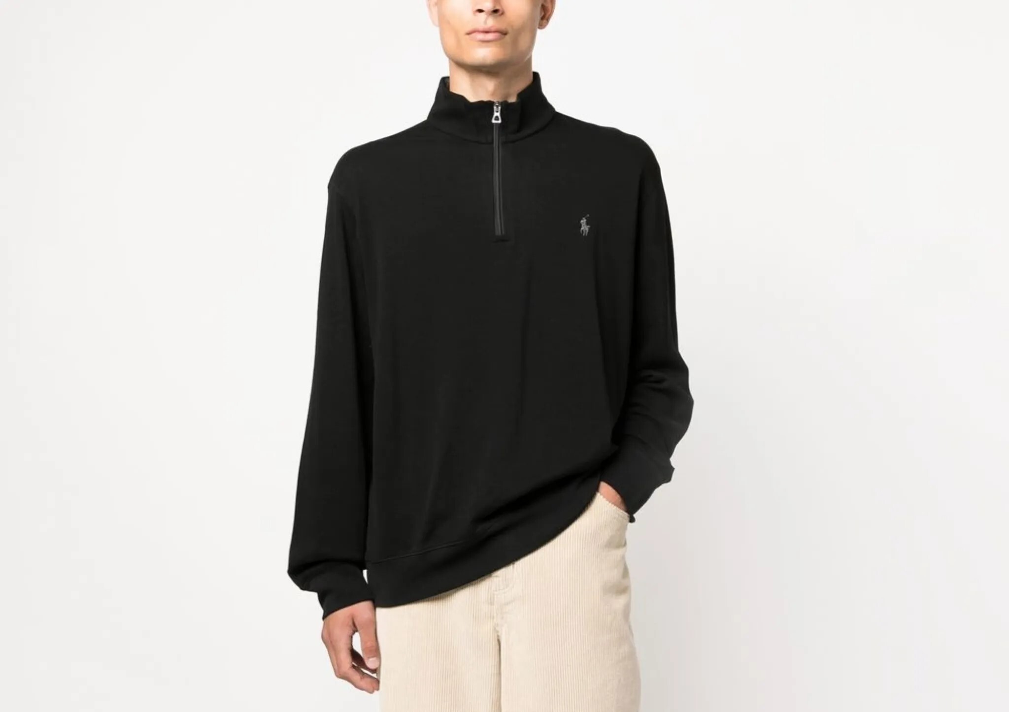 [S] DKNY BLACK SMALL LOGO PATCH HALF ZIP JACKET, DK34LK1301-BLK (SD1295)