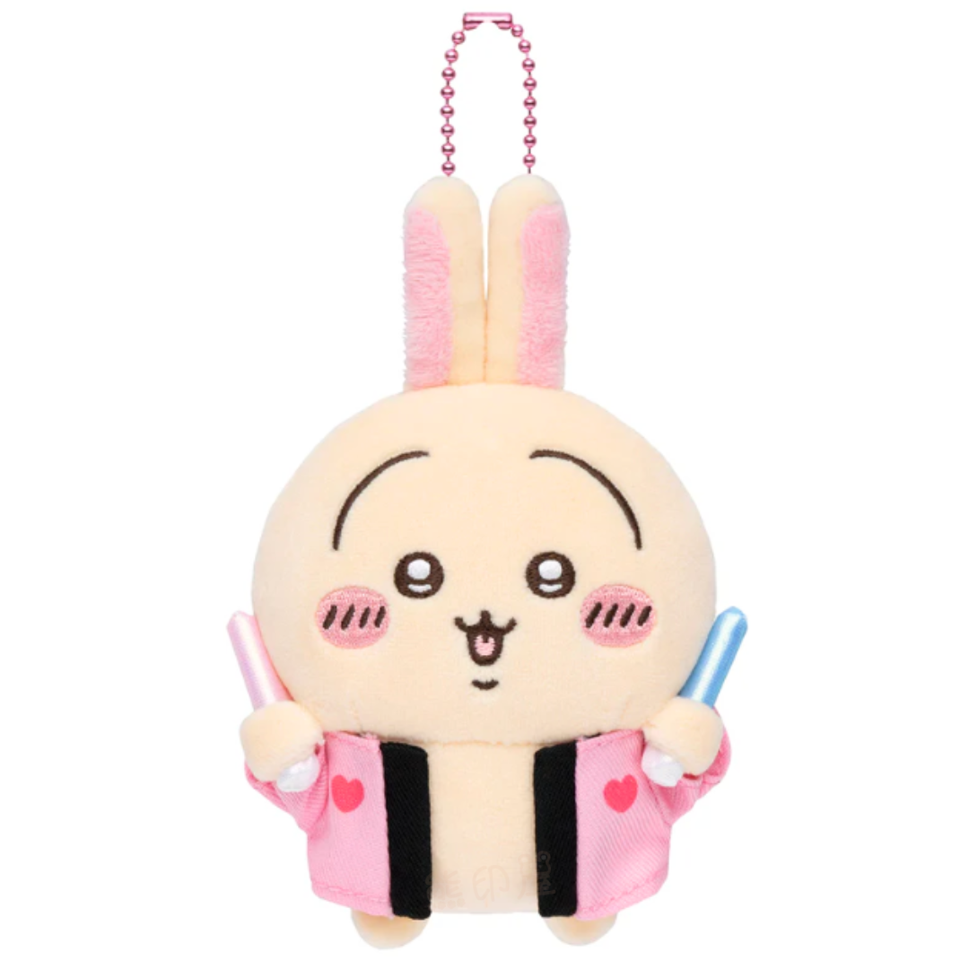 Chiikawa 應援追星兔兔心心眼應援捧毛公仔掛飾吊飾一對   (平行進口)