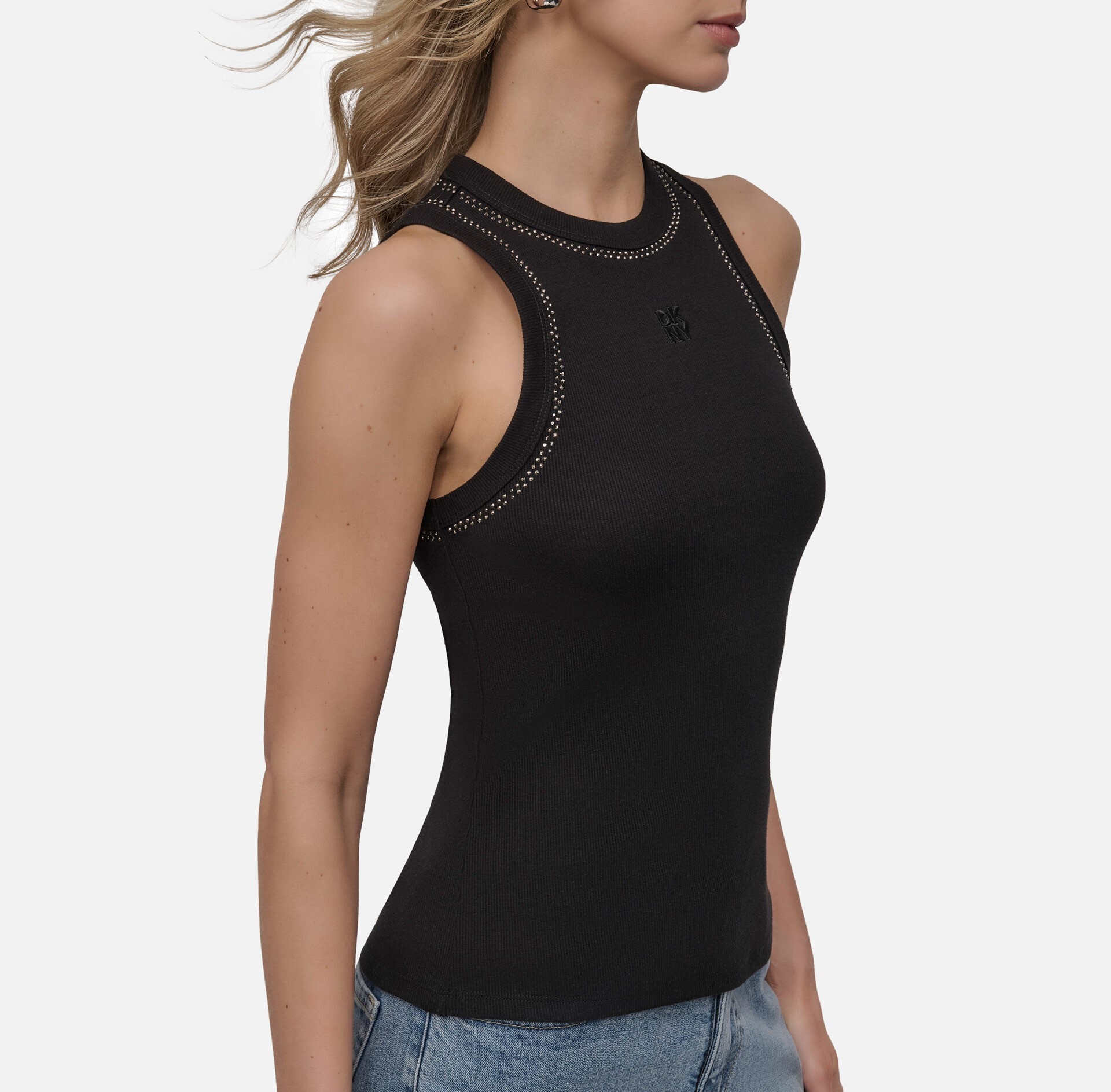 [S] DKNY BLACK RHINESTONE TANK, DJ5T1380-BLK (SD1425)