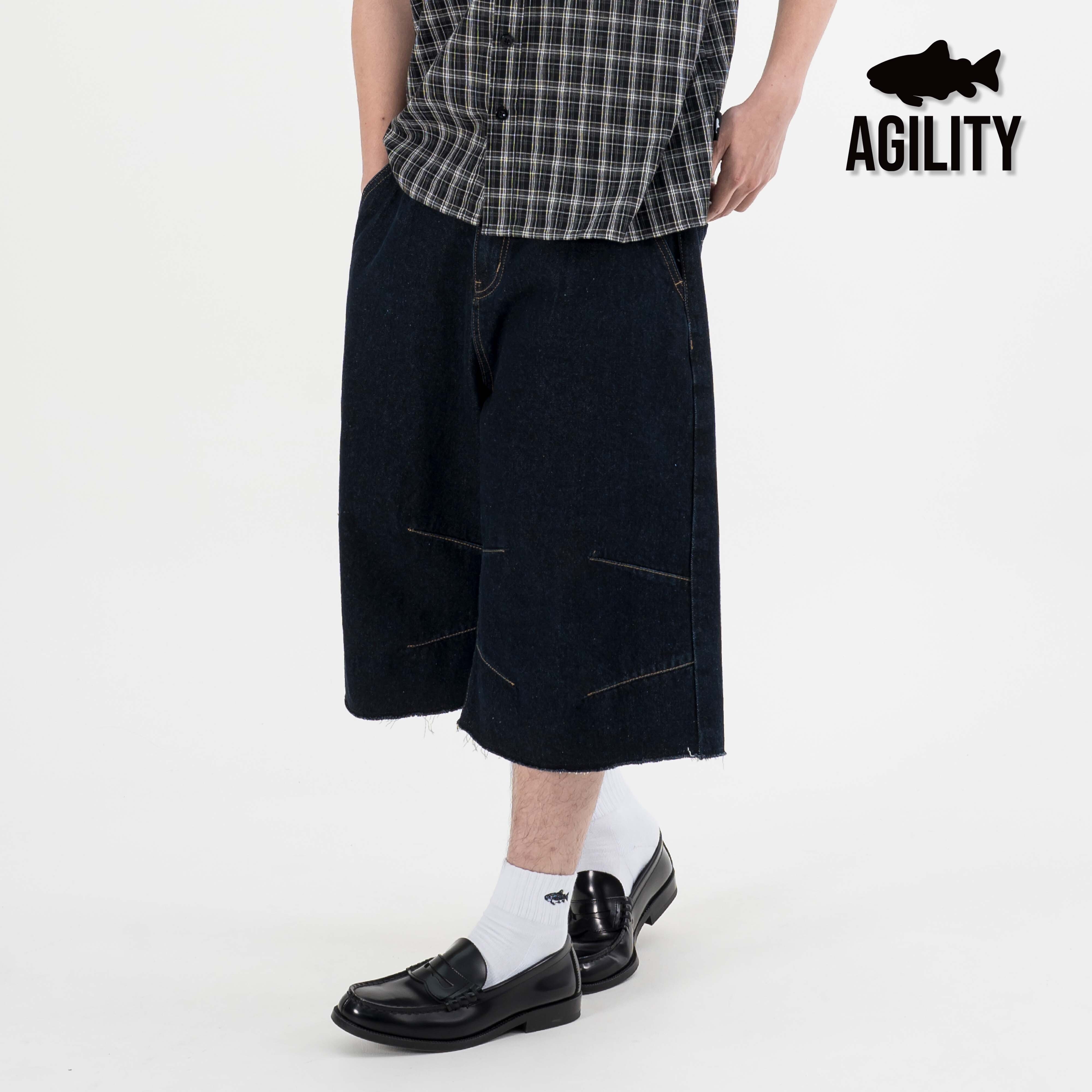 AGILITY Tailored Baggy Jorts 剪裁褶線 七分 牛仔短褲 [J76]