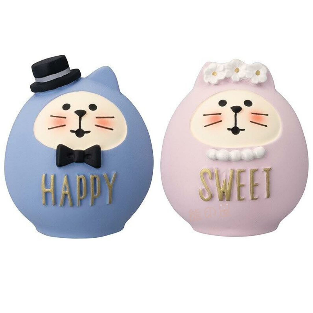 Decole 新婚幸福Wedding 貓達摩公仔一對 擺件