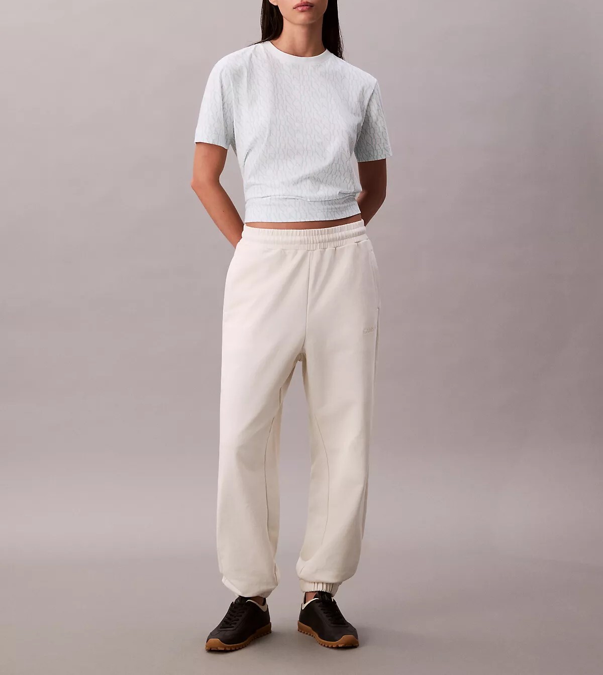 [S] CALVIN KLEIN WOMEN'S ALL OVER MONOGRAM T-SHIRT, SP47609327-47C807G020 (SCK779)