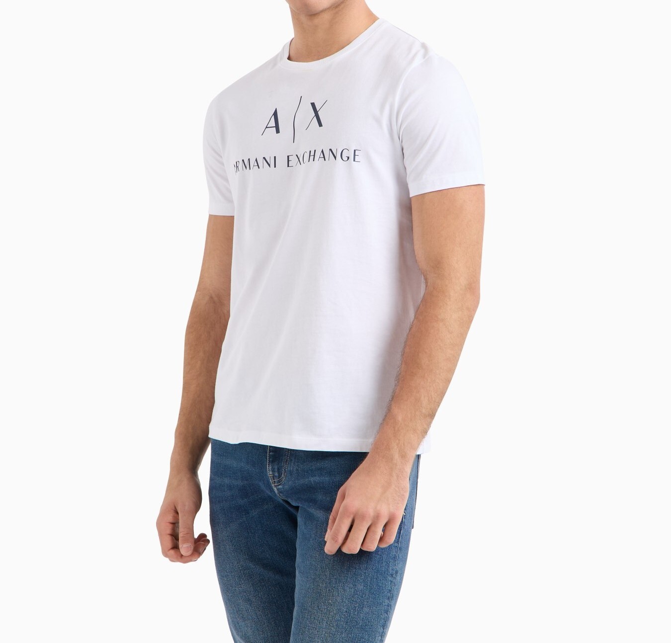 [S] ARMANI EXCHANGE WHITE SLIM FIT T-SHIRT IN PIMA COTTON JERSEY, 8NYT70-YJ16Z-1000 (SAX341)