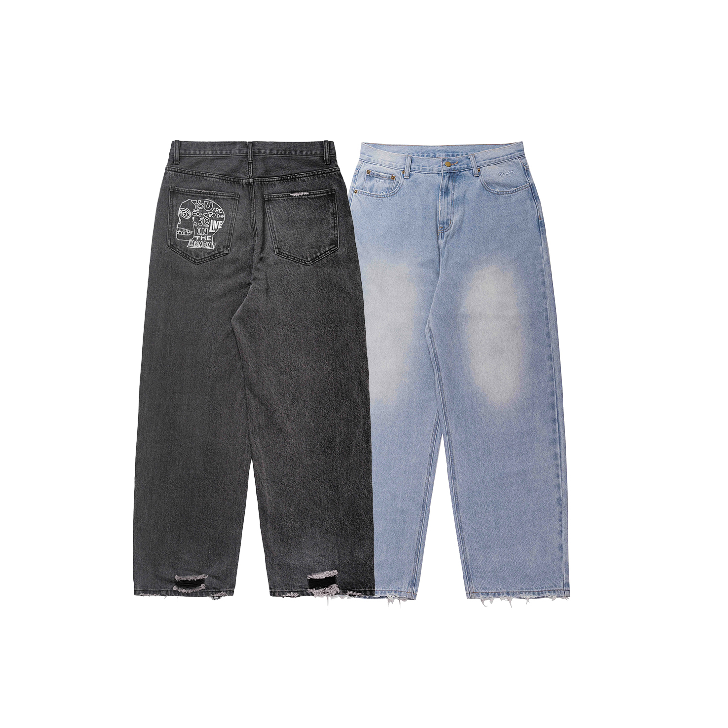 【車庫服飾】ESSENCE X SIC LEE RAW HEM BAGGY JEANS