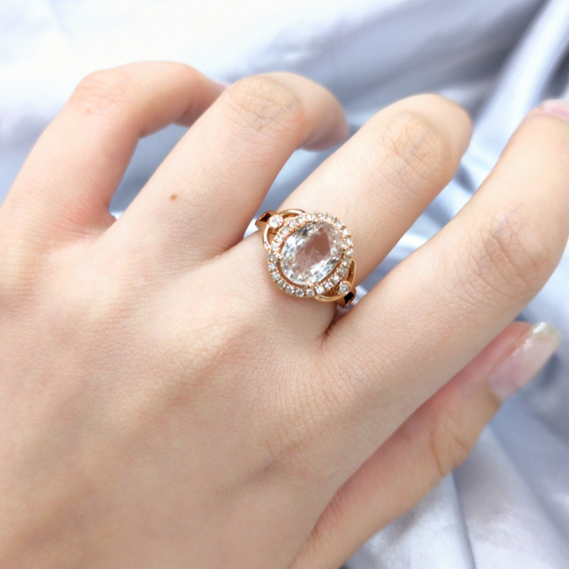 18K Rose Gold 2.72ct Sapphire and Diamond Ring