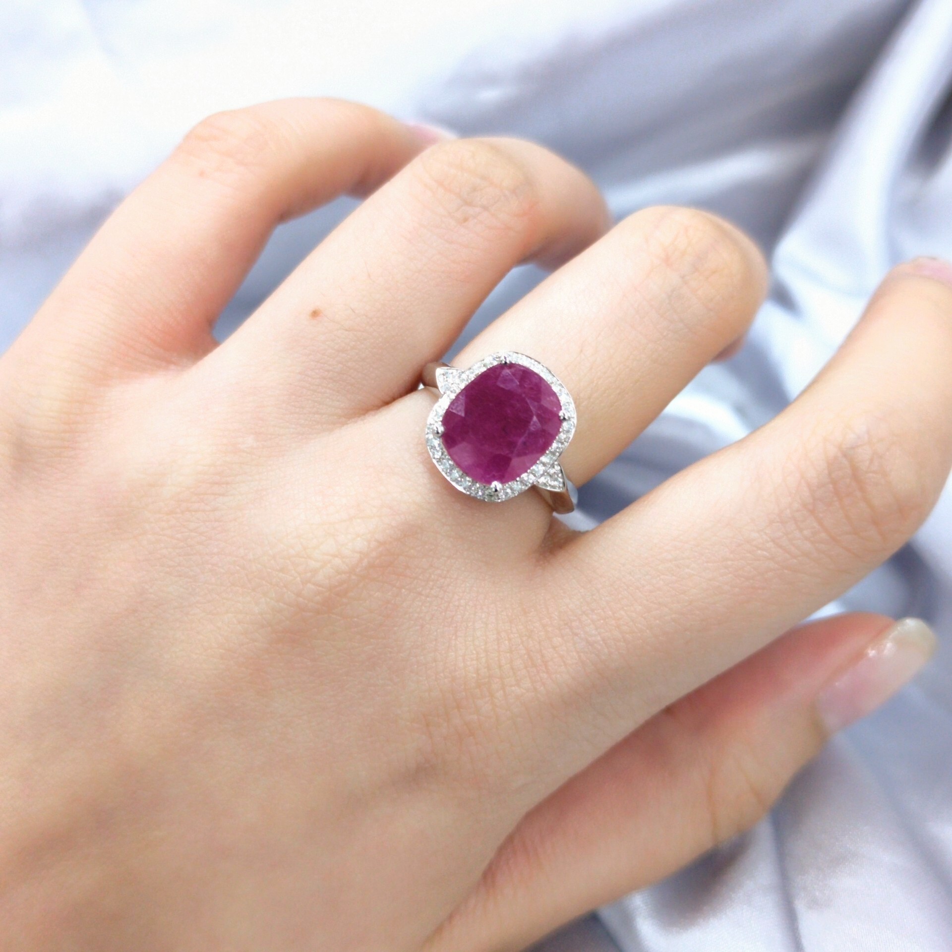 18K White Gold 4.17ct Ruby and Diamond Ring