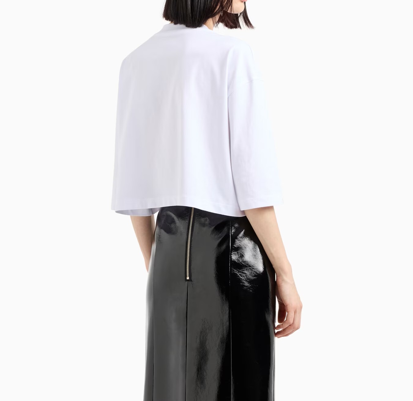 [S] ARMANI EXCHANGE WHITE ASV FABRIC PHOTO PRINT CROPPED FIT T0-SHIRT, 6DYT43-YJ7VZ-1000  (SAX343)