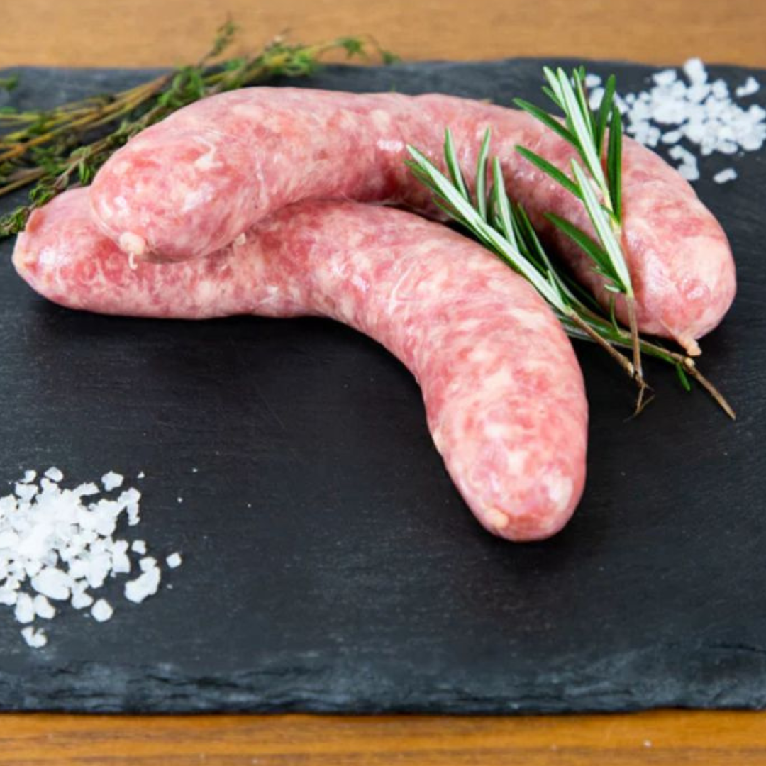 Home made, Gluten Free Lemon & Pepper Pork Sausages  (500g)