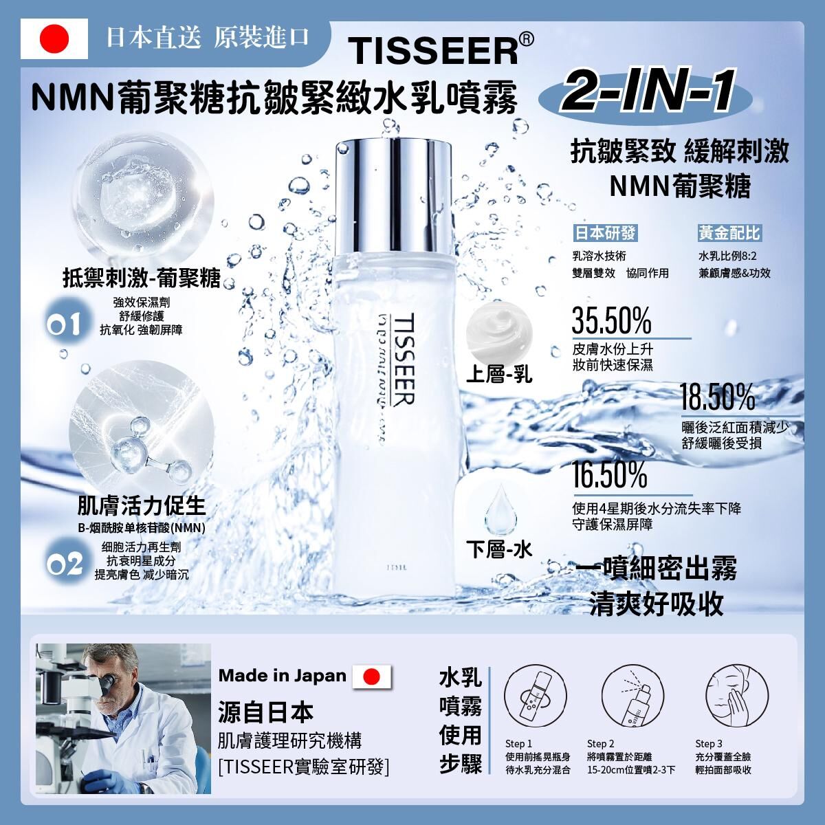 【直播】LL080902 TISSEER NMN葡聚糖2合1抗皺緊緻水乳噴霧130g