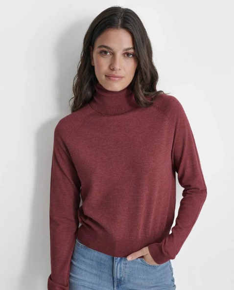 [S] DKNY BURGNDY HTR TURTLENECK SWEATER, DJ4R0515-JFV [FINAL SALE] (SD1284)