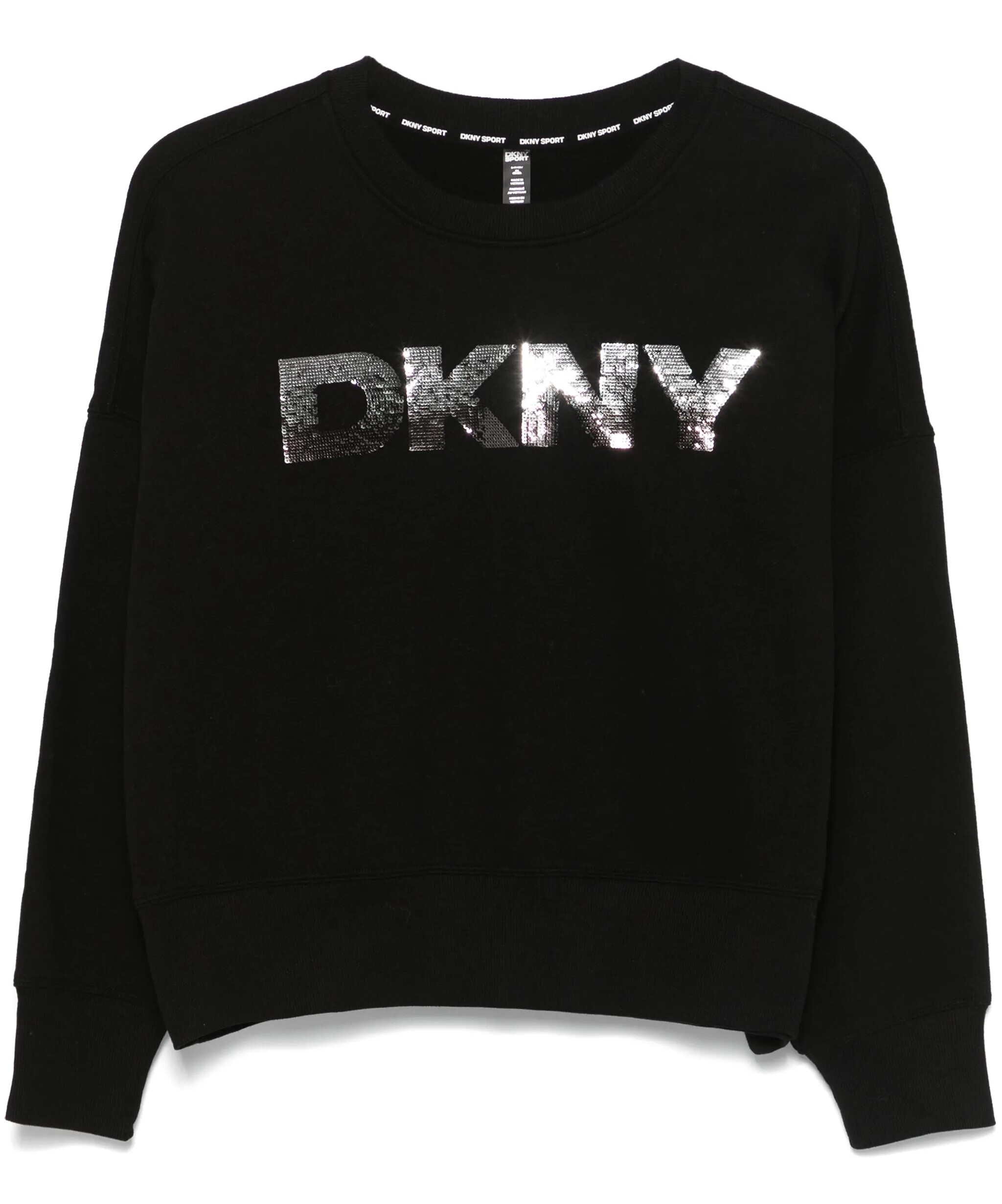 [S] DKNY BLACK DJ4R0480 SEQUINNED-LOGO SWEATSHIRT, 755403354853 FINAL SALE (SD1375)