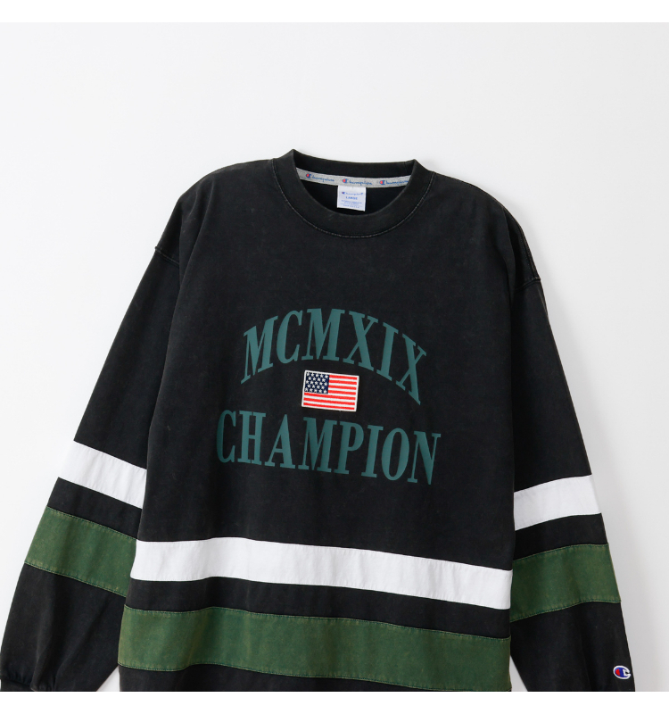 男款-AS 寬版布章印花長袖TEE-黑色（C3-C411-090）