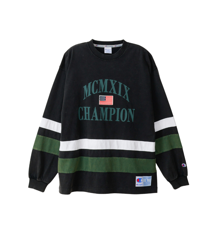 男款-AS 寬版布章印花長袖TEE-黑色（C3-C411-090）