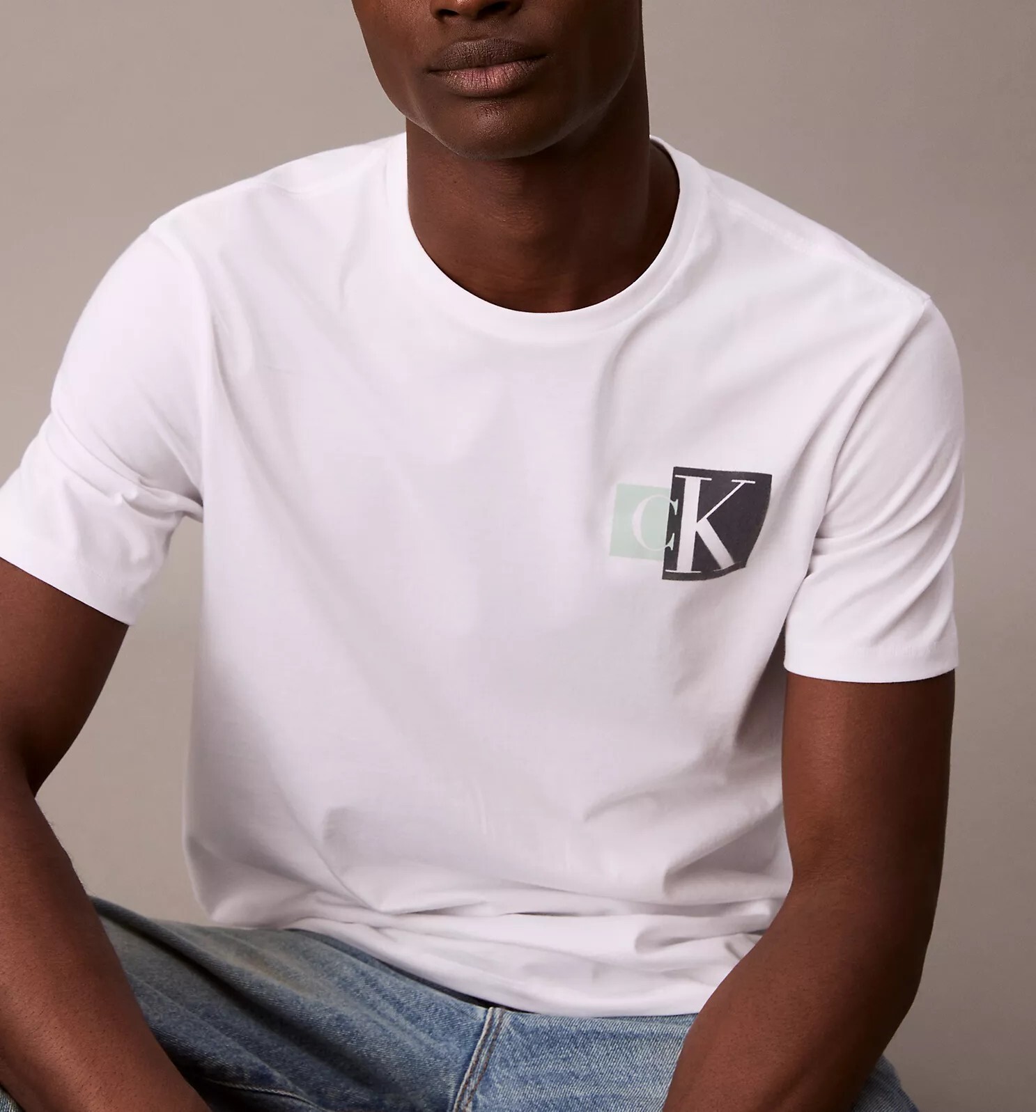 [S] CALVIN KLEIN WHITE SIDE LOGO T-SHIRT, SP40606851-4RB858G110 (SCK760)