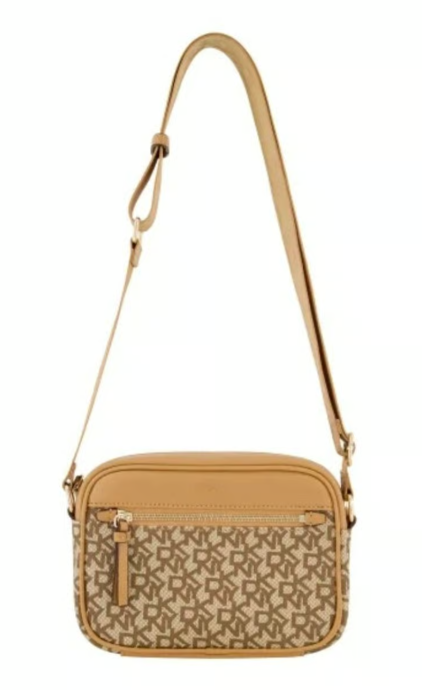[S] DKNY BROWN 1879872 ALLOVER LOGO PRINT CROSSBODY BAG, 499994706072 (SD1444)