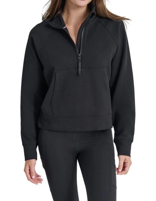 [S] DKNY BLACK BROOKLYN SCUBA HALF ZIP PULLOVER, DP4T1074-BLK [FINAL SALE] (SD1259)