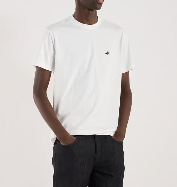 [S] ARMANI EXCHANGE REGULAR FIT T-SHIRT WITH LOGO,WHITE, 7VZT74-ZJTBZ-1100 (SAX214)