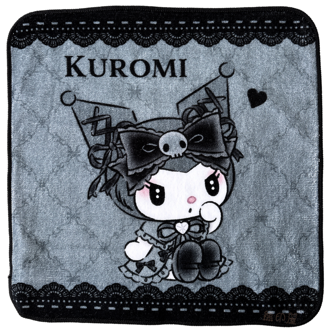 Kuromi 真夜中系列 方形面巾100%棉毛巾  (平行進口) (黑)