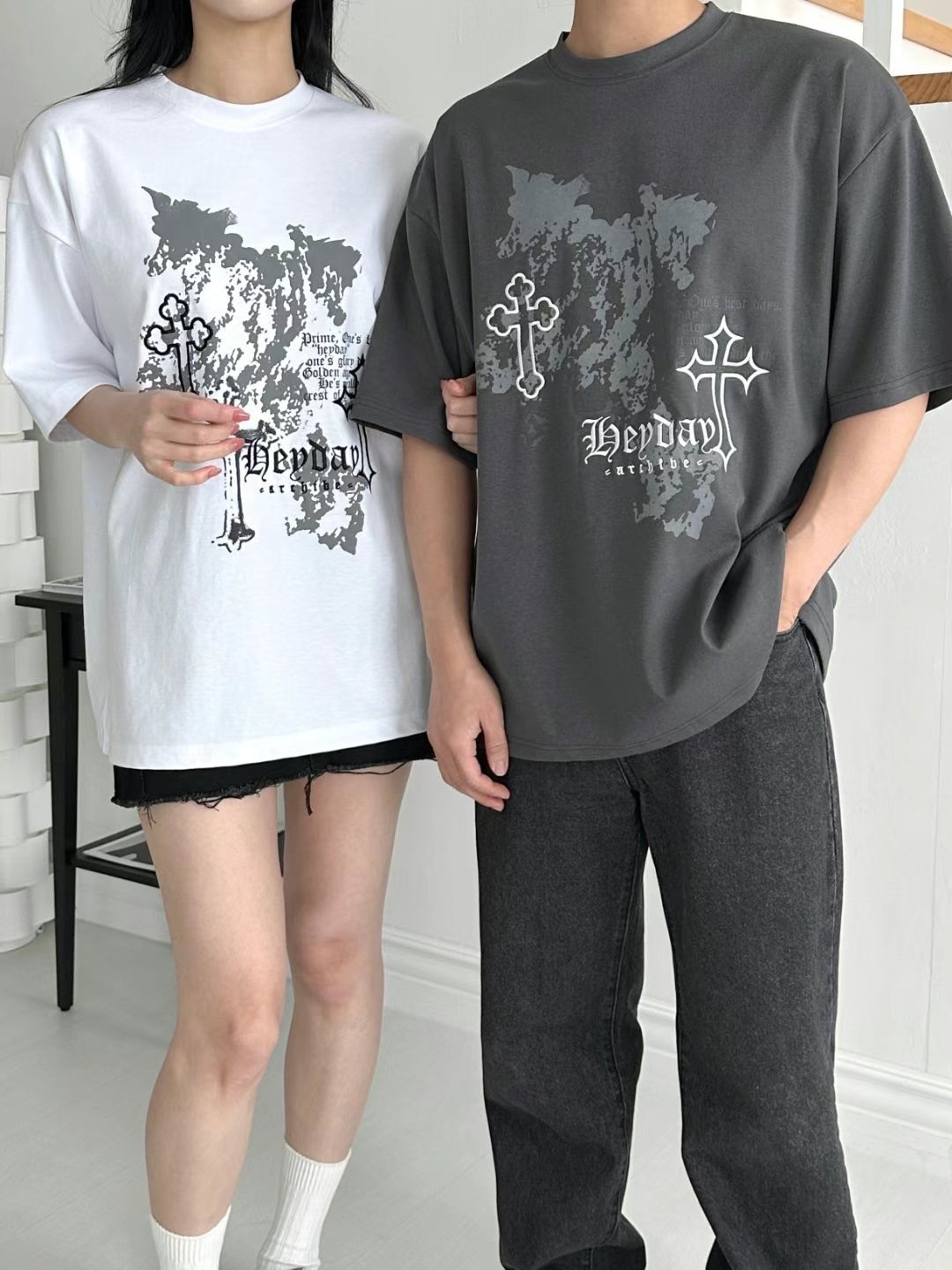 🇰🇷 韓國 刺繡十字架 T-Shirts/清貨貨品,不設退換（K9 M31）